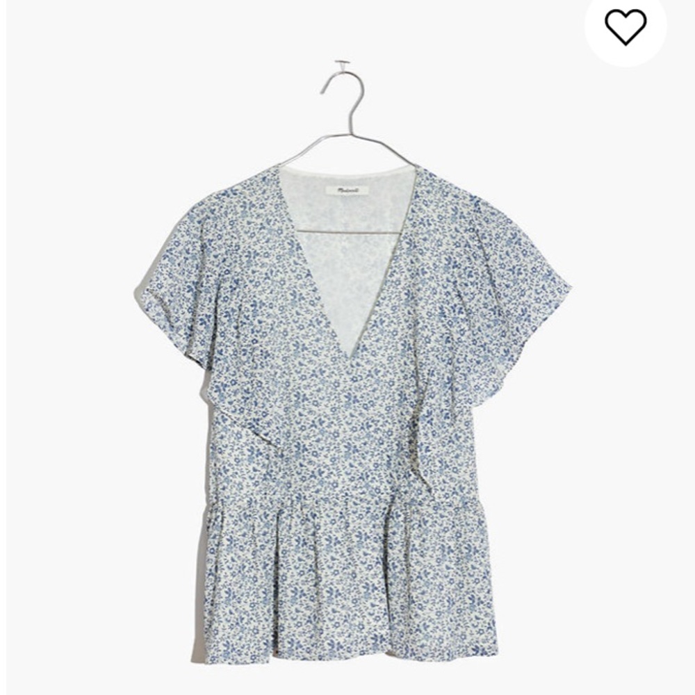 Madewell Georgette Ruffle-Sleeve Peplum Top